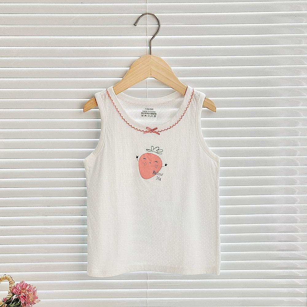 Chaleco de algodón para niños de clase A, sin hueso y sin mangas, fondo de bebé, chaleco fino en forma de corredor, uso exterior, cuello redondo jacquard, verano