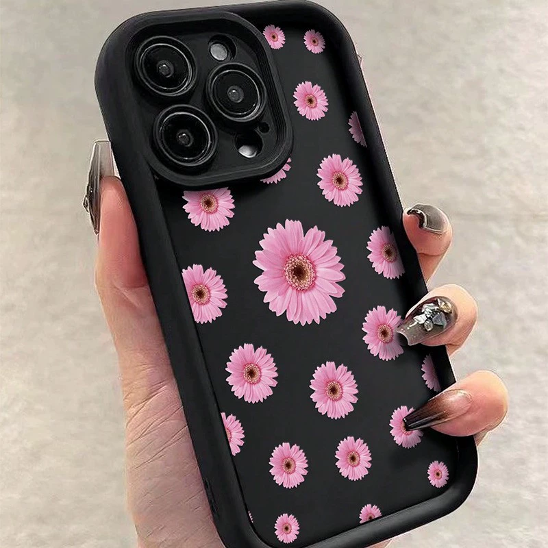 Чехол для телефона (Apple) iPhone 7–17 Pro Max, цветочный дизайн bamboo-black, тонкий защитный