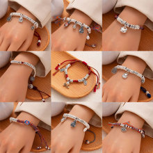 新中式盘缠碎银手串吞金兽手工编绳手链可调节平安手绳招财手饰