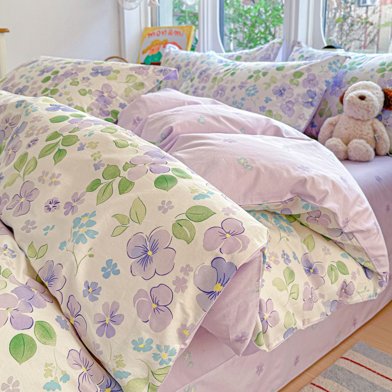 ins caricatura para niños algodón cama de cuatro piezas set 100 sábanas de flor de algodón sábanas