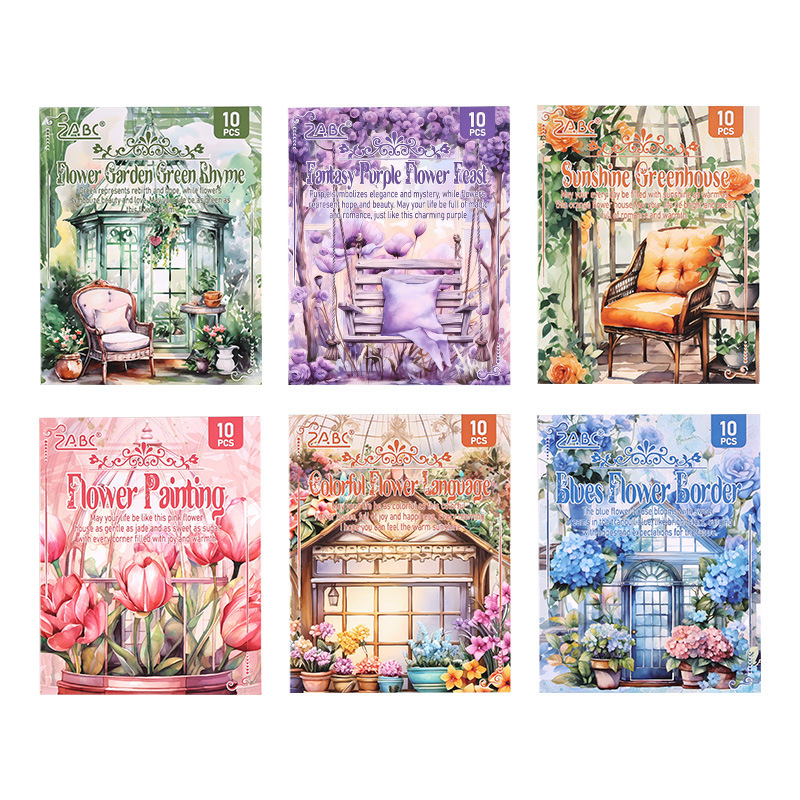 Poesía en el camino de la flor jardín especial aceite pegatinas de cuentas de mano paquete diy diario de cuentas de mano y pegatinas de papel pegatinas de viento pastoral transfronterizo