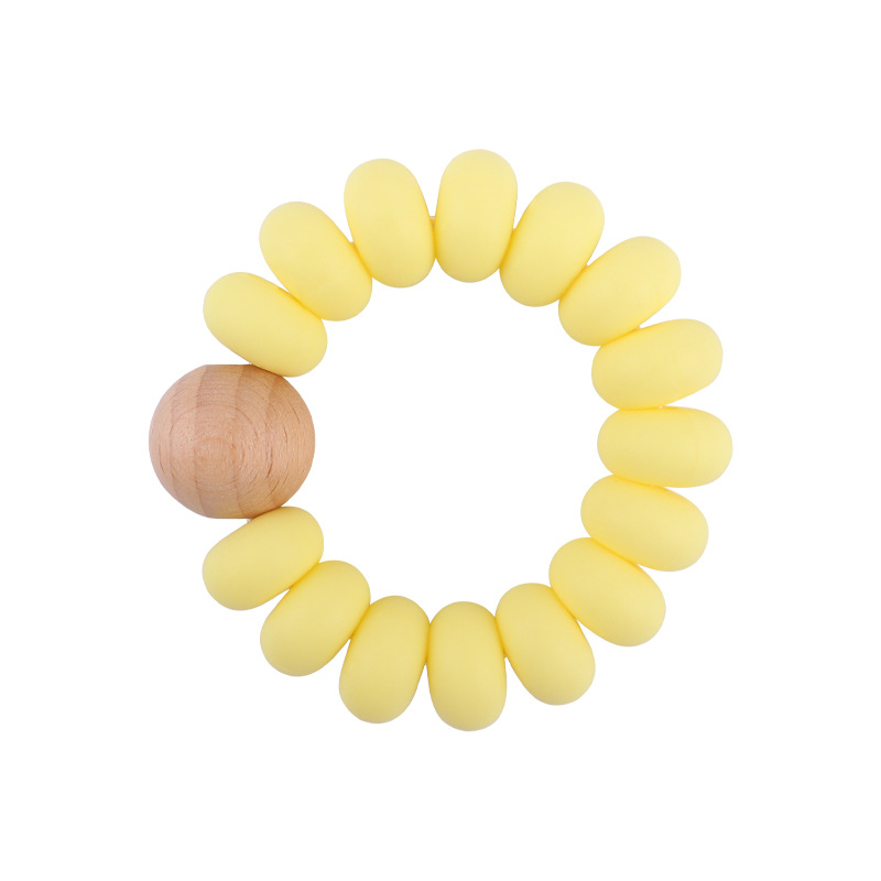 Nuevo bebé suministros granos planos espaciador creativo bebé silicona mordedura haya molar pulsera mordedor juguete