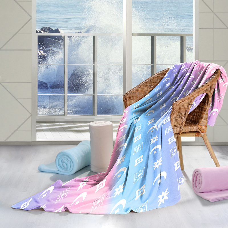 定制跨境新品亚马逊简约彩色五彩渐变办公室午休空调法兰绒毛毯