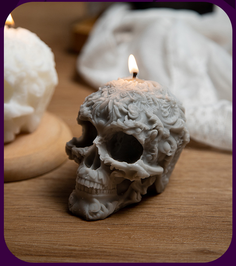 179g Weight Candle Home Textiles & Decor Type Candle Event & Party Supplies 1 Piece Quantity Festival Occasion Soybean Mixed Wax Material Halloween Festival Skull Pattern Simple Style, Classic Style Style Handmade Craft Halloween Simple Style Classic Style Skull Soybean Mixed Wax Candle