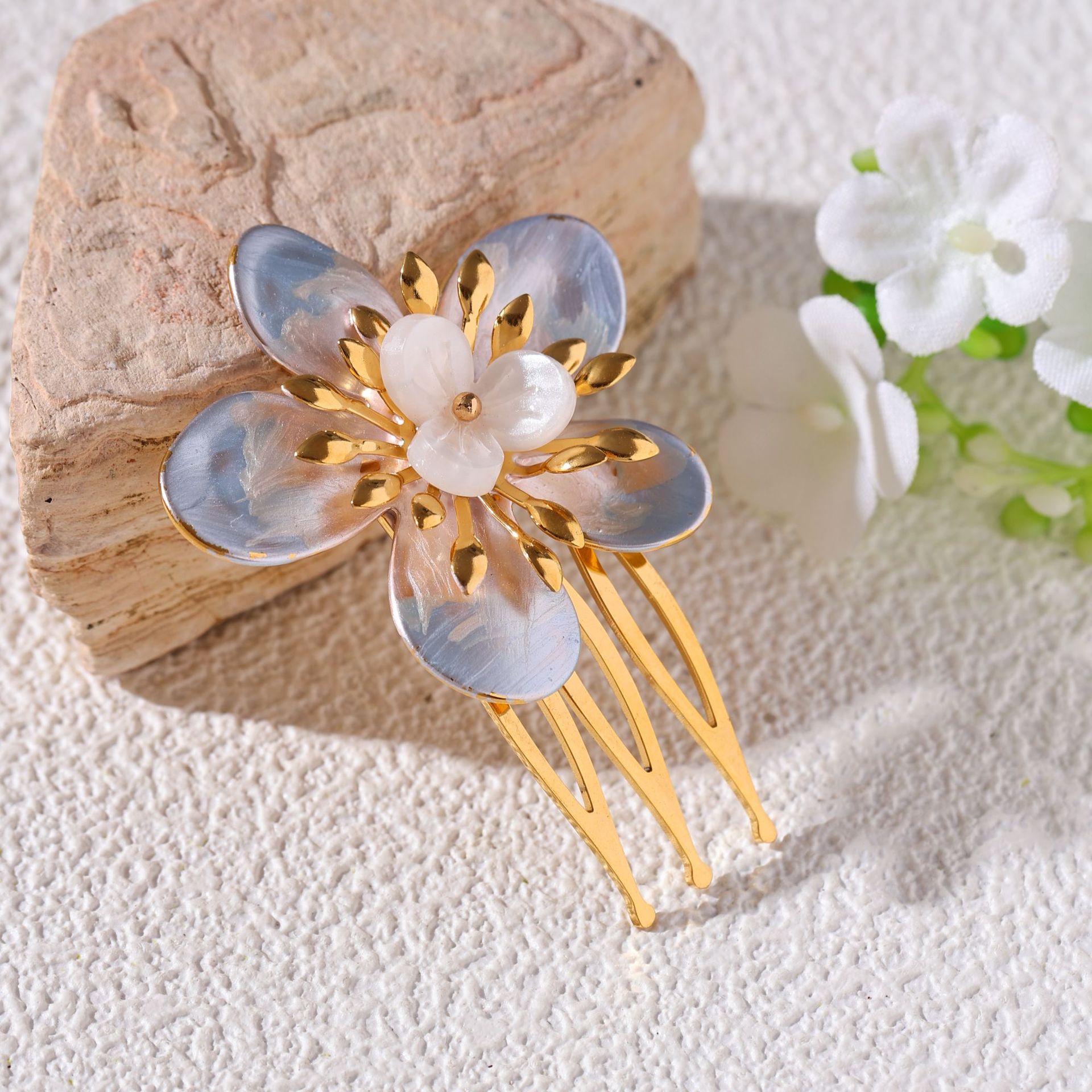 TENA Europa y los Estados Unidos transfronterizos tulipanes dorados flores de peinado cráneo alto universal accesorios de pelo de viajeros mujeres al por mayor