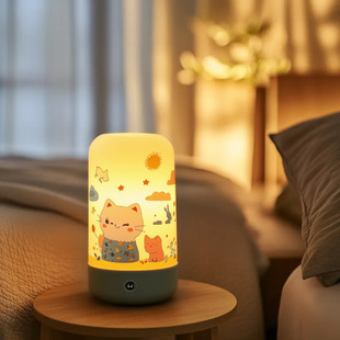 Silicone Night Light Cartoon Kidsren's Gift Decorative Atmosphere Light Customization Kitten Cylinder Pat Light Manufacturer Wholesale