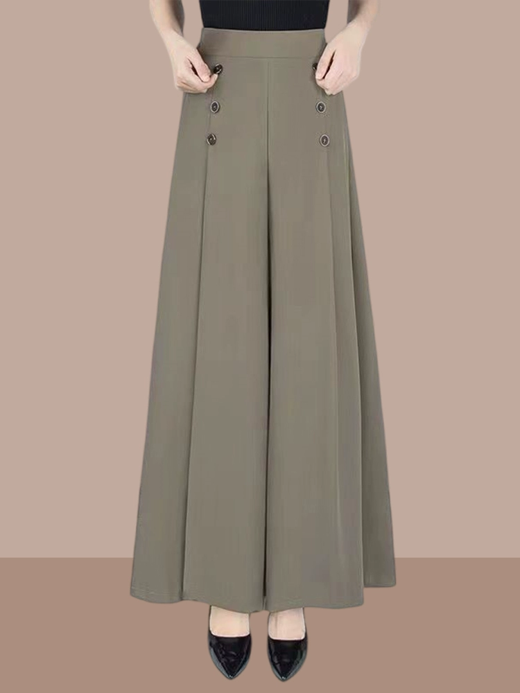 Тонкие укороченные широкие брюки для мам среднего возраста, утягивающие юбки-брюки, летняя свободная модная драпировка с высокой талией.