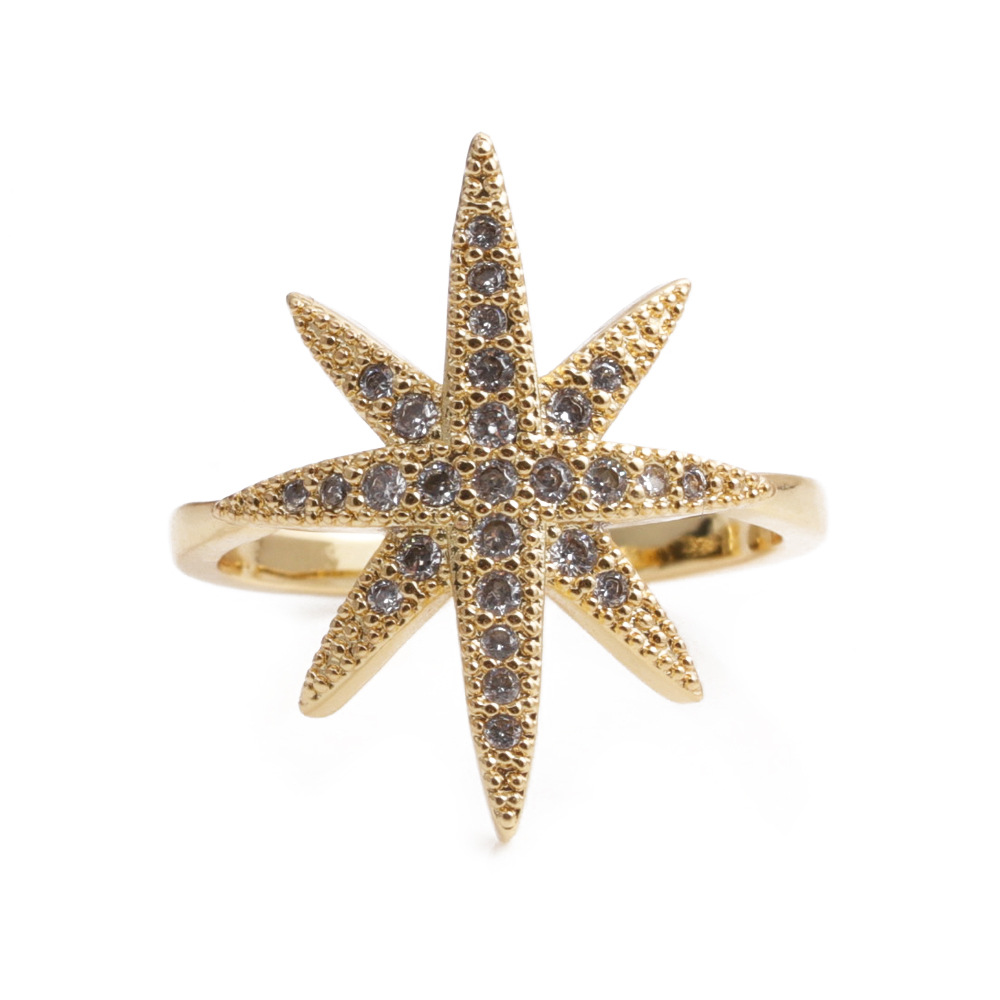 Retro Zircon Six-pointed Star Ring display picture 4