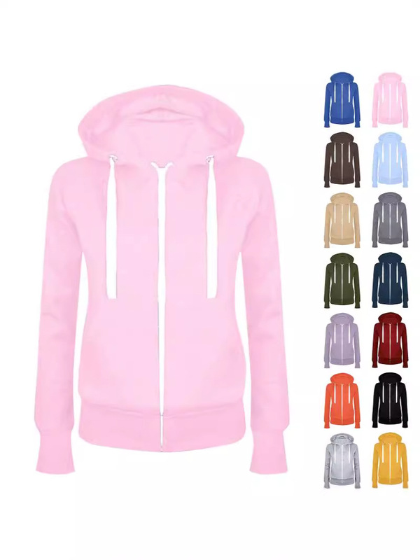 2024 AliExpress fashion cross-border new long sleeve plus size women's solid color fat sister hooded sweater wholesale