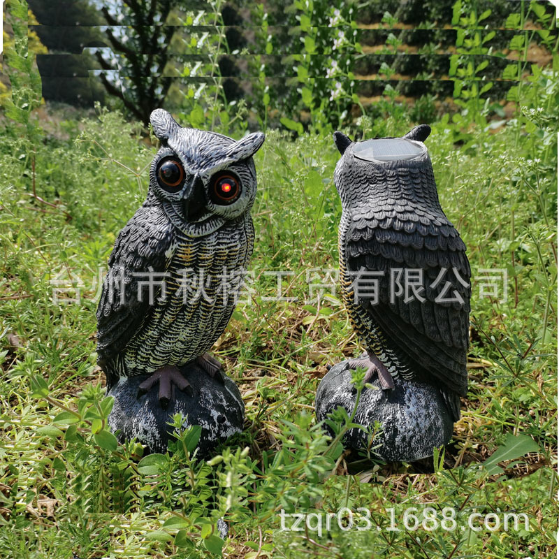 Solar espantapájaros búho cebo repelente de aves jardín protector natural enemigo parásito espantapájaros