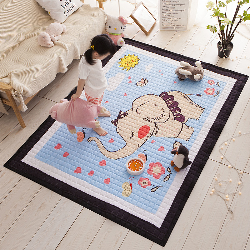 新款卡通加厚地垫涤棉绗缝地垫儿童地毯婴儿长颈鹿爬爬垫游戏垫
