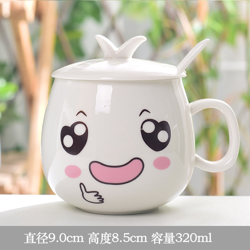 Taza de personalidad creativa Taza de cerámica con cuchara Taza de bebida de pareja de moda Taza de café casera Taza de agua de expresión