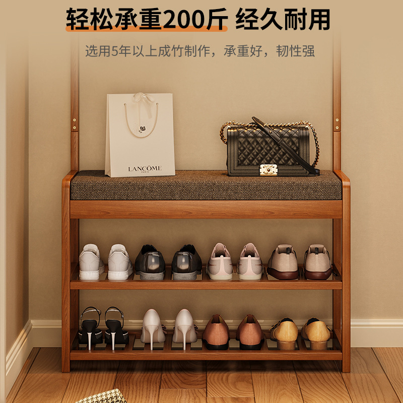 Inicio CAMBIO DE ZAPATOS taburete puede sentarse en la puerta estilo chino percha integrado pasillo multi-capa de almacenamiento funcional estante del zapato