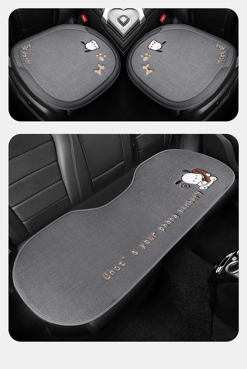 Car Seat Cushion for All Seasons, Cartoon Chunma Rear Three-Piece Car Seat Cushion, New Breathable Half-Pack Seat Cover for Women