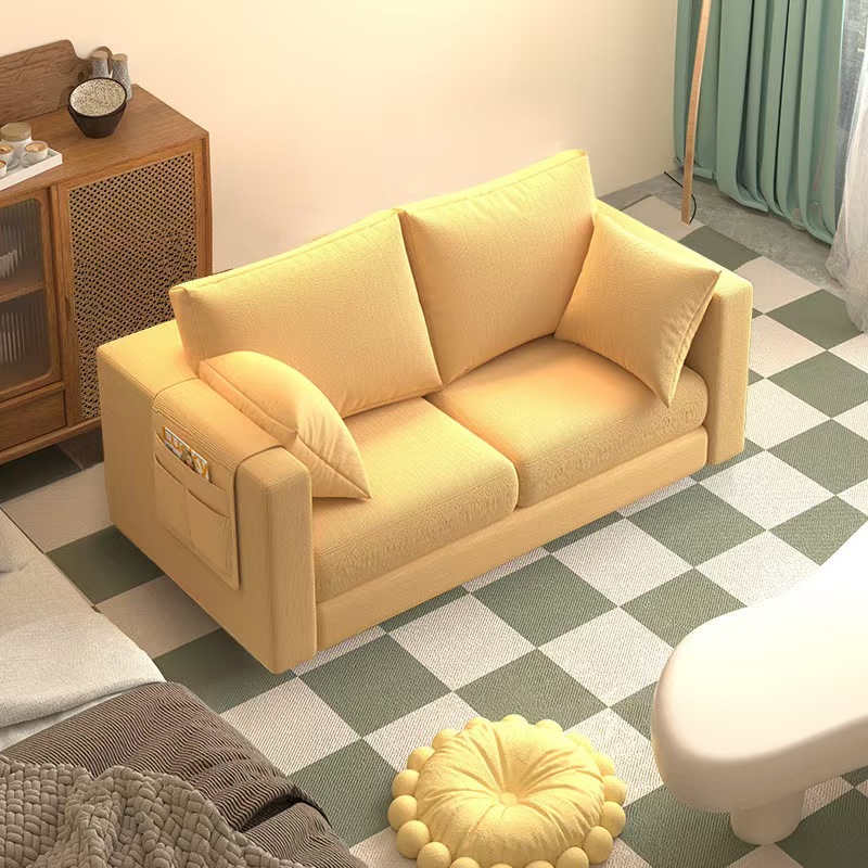 Sofa for Small Apartments, Nordic Simple Modern Bedroom Rental Room, Simple Internet Celebrity Double or Three-Person Living Room Fabric Sofa