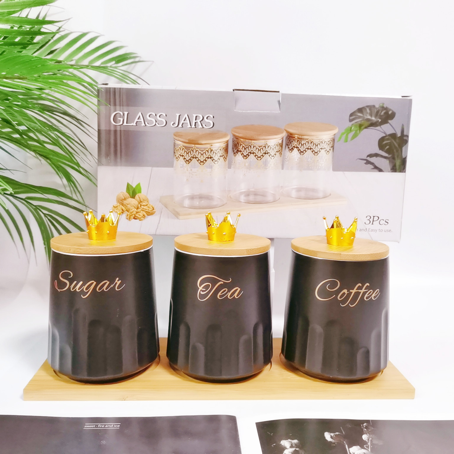 Exportación transfronteriza cerámica sellado tarro traje cocina condimento tarro multi-grano almacenamiento tarro café tarro de té tarro de azúcar