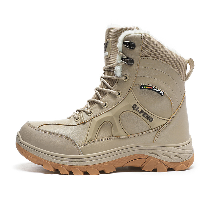 Nuevas botas de nieve al aire libre de invierno transfronterizo con terciopelo calentamiento zapatos de algodón de alto nivel antideslizante y resistente al desgaste zapatos de hombre impermeables de montaña