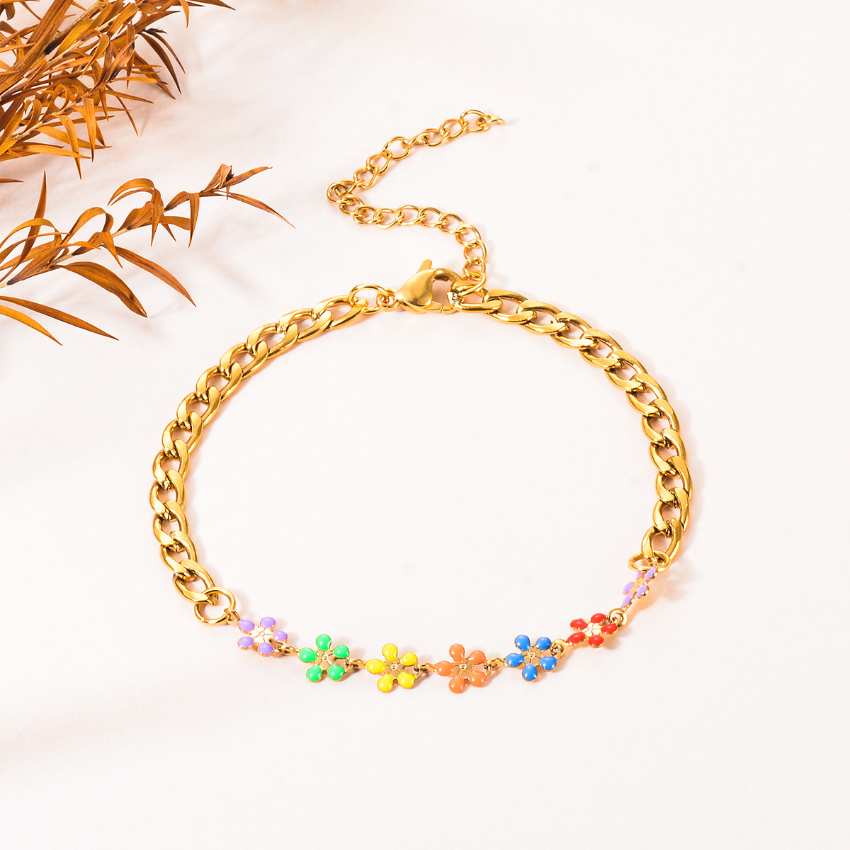 Flower Pattern Women's Gender Cute Style Cute Heart Shape 304 Stainless Steel Bracelets In Bulk