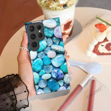 TEUM站适用GalaxyA16三星手机壳S25创意水晶绿S24鹅卵石玻璃硬壳