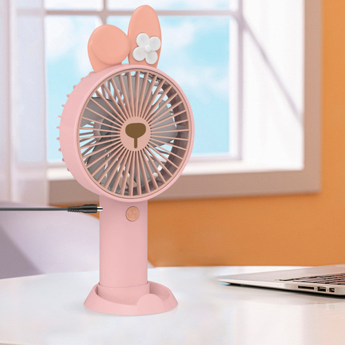 Large cartoon handheld small fan mobile phone holder cute mini USB rechargeable portable student fan