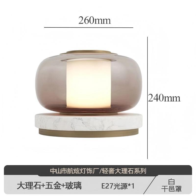 Diseñador de interiores de mármol de piedra de cueva natural moderno minimalista decoración de dormitorio de hotel residencial lámpara de escritorio de vidrio forjado