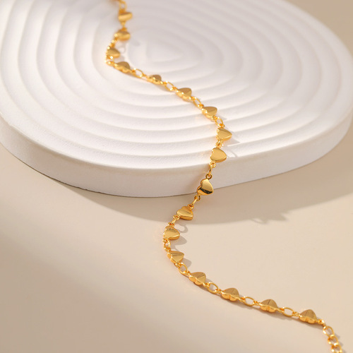 Minimalist and Fresh Aesthetic Charm Bracelet with Ins Style, Designed as a Simple Chain, Fashionable and Professional Office Look, 18K Gold Plated Foot Chain