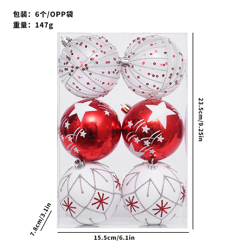 Nuevos productos transfronterizos decoraciones de Navidad 6 INS set de bolas de Navidad pintadas europeas colgantes de árbol de Navidad