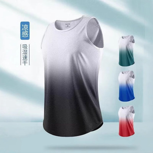 Sports Vest Men's Fitness Clothes New Quick-drying Clothes Ice Silk T-shirt Short-sleeved Running Summer Jersey Badminton Clothes