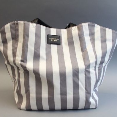 条纹个性帆布包 手提休闲帆布袋  女式单肩百搭购物袋 自意LOGO