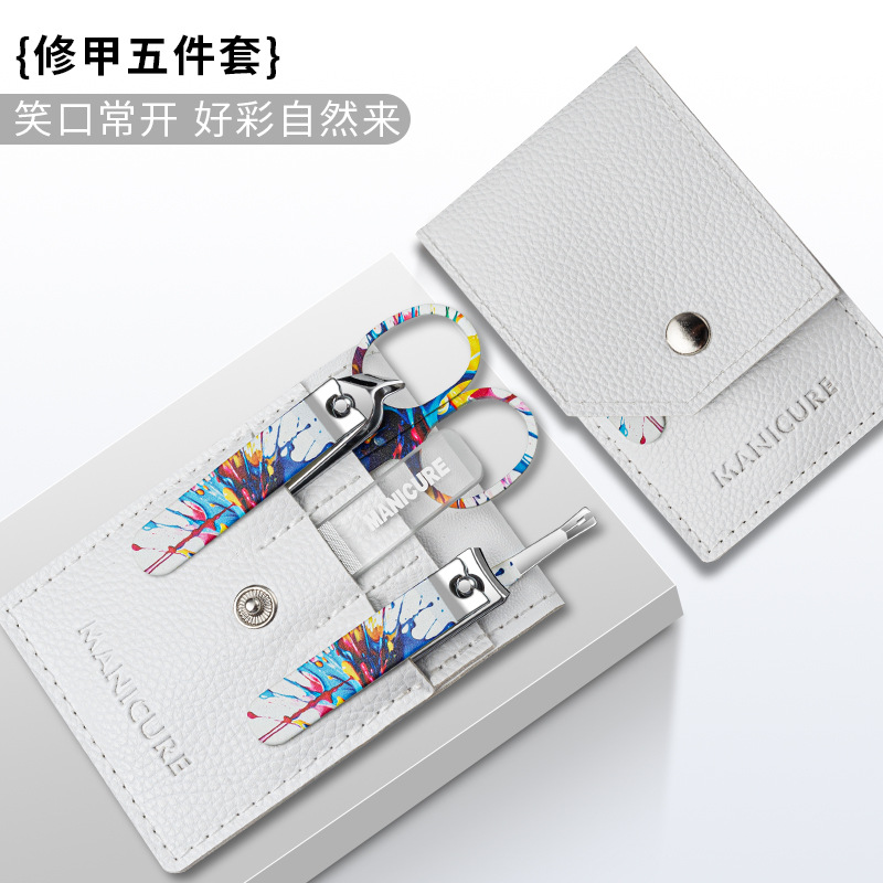 White set for nails, 5 pieces
