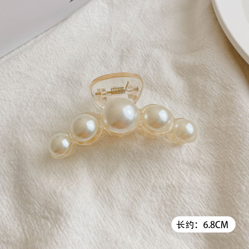 Pinza para el cabello con plato de perlas de invierno coreano para mujer, gran cantidad de cabello, clip para el cabello de tiburón, elegante temperamento, pinza para el cabello, tocado