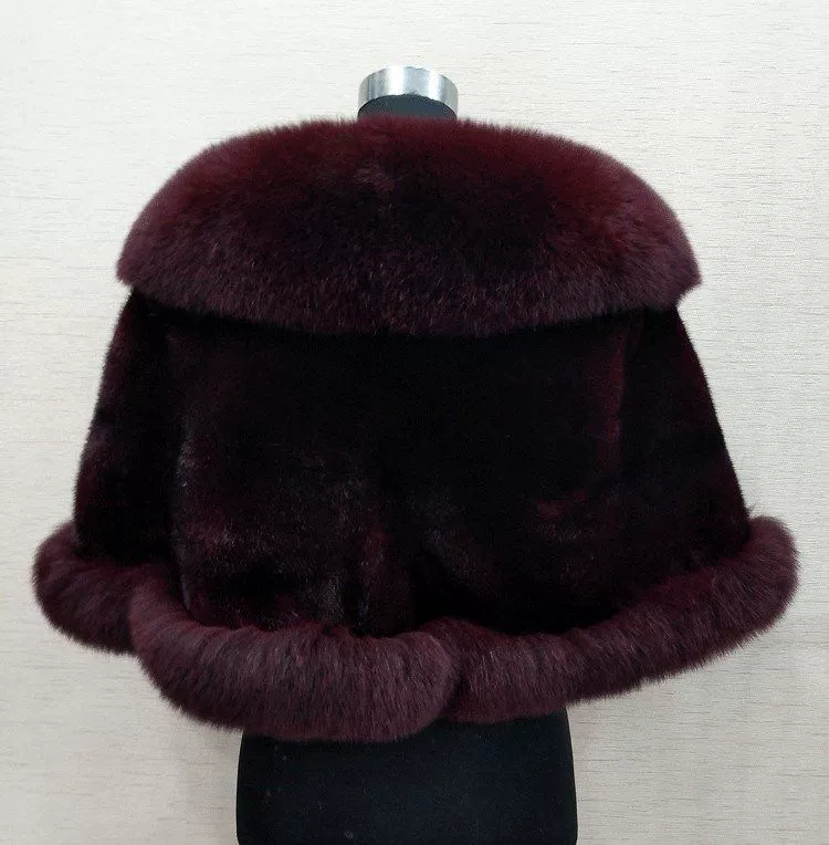 Зимний плащ с меховой отделкой, one size, на мать невесты, делюксовая версия