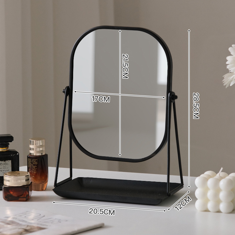Espejo de maquillaje para el hogar de dormitorio al por mayor, espejo de maquillaje giratorio avanzado, espejo de almacenamiento de doble cara cuadrado