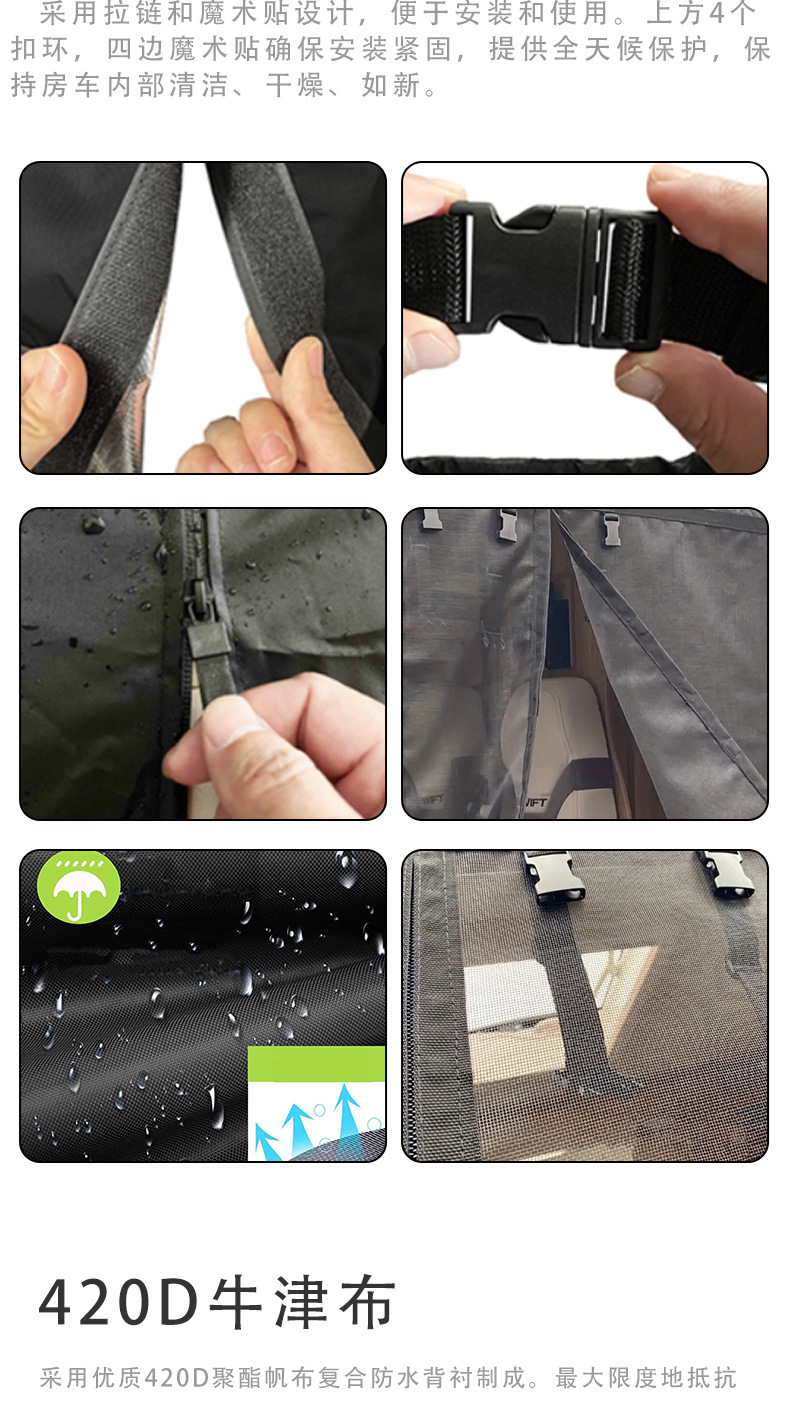Amazon Outdoor Travel Camping Zippered Teslin Mesh Breathable Rv Door Curtain Anti-Mosquito Magnetic Roller Blinds