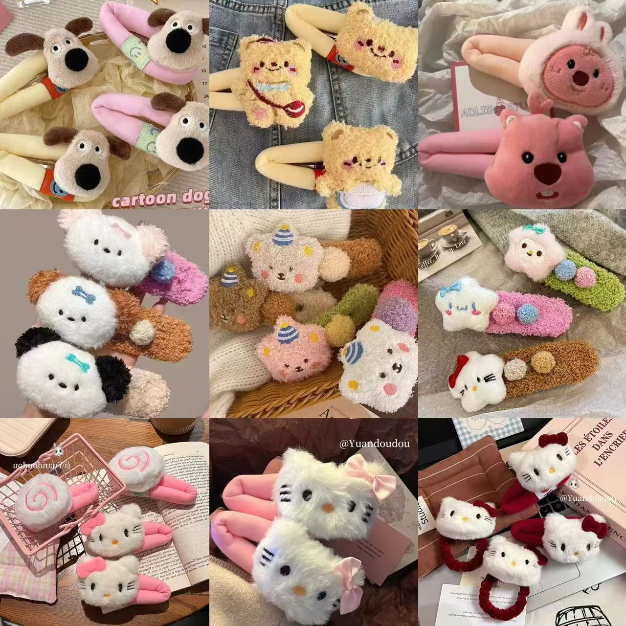 plush pudding bear cute duckbill clip large hair clip headdress bangs 2024 new back head girl japanese