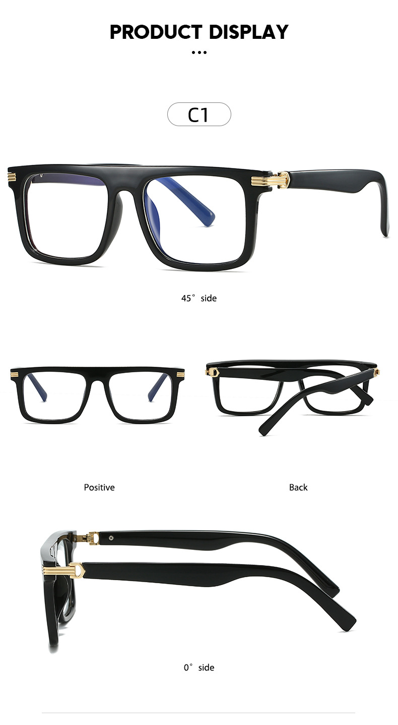 Retro Square Reading Glasses Men's Non-prescription Frame Versatile_voghion.com