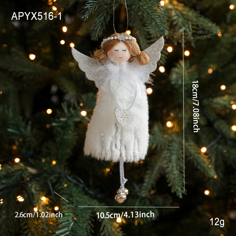 Nuevo peluche Angel Girl amor campana decoración del árbol de Navidad colgante alas muñeca muñeca accesorios de decoración
