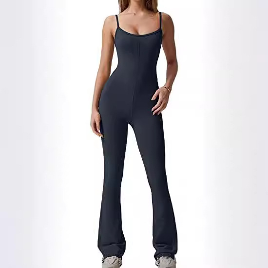 2023 transfronteriza Amazon nuevo apretado pantalones de mono de costura de color sólido europeo y americano