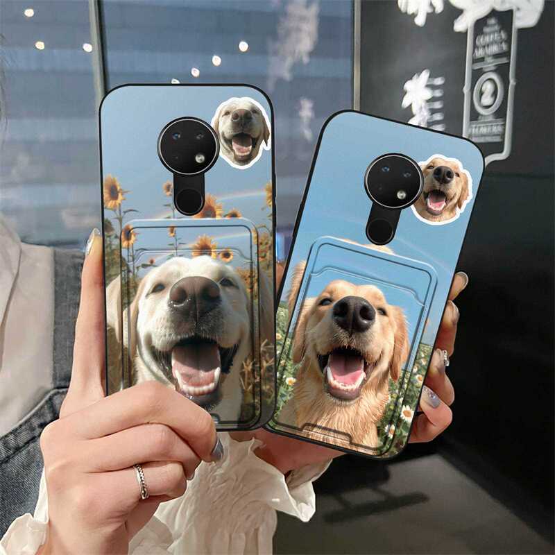Suitable for Nokia Mobile Phone Case Card Slot Trendy Simple Change Creative Cat Card Holder Cute Pet Id Card Fun Dog