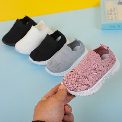 Children's sports shoes, white sneakers for boys and girls, soft sole, slip-on casual shoes, knitted mesh shoes, sizes 22-39