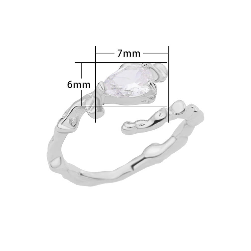 10g Weight Zircon Inlay Material Rings Classification Adjustable Ring Size 1 Piece Quantity Daily Occasion Copper Material Irregular, Heart Shape Pattern All Seasons Season Women's Gender Plating Design Elegant, Simple Style Style Wholesale Jewelry Elegant Simple Style Irregular Heart Shape Copper Zircon Plating Rings 43