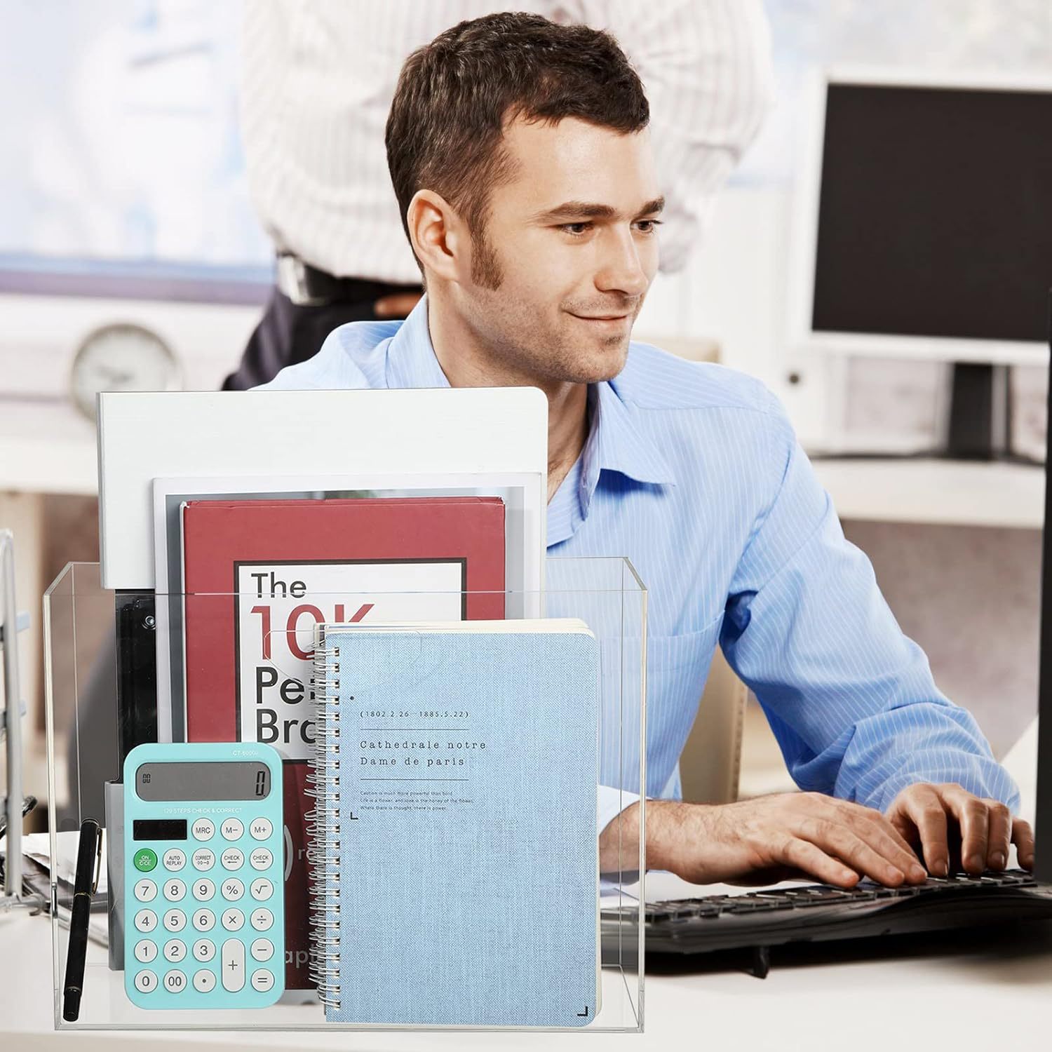 透明亚克力文件盒带手柄文件盒收纳盒桌面文件盒适用于家庭