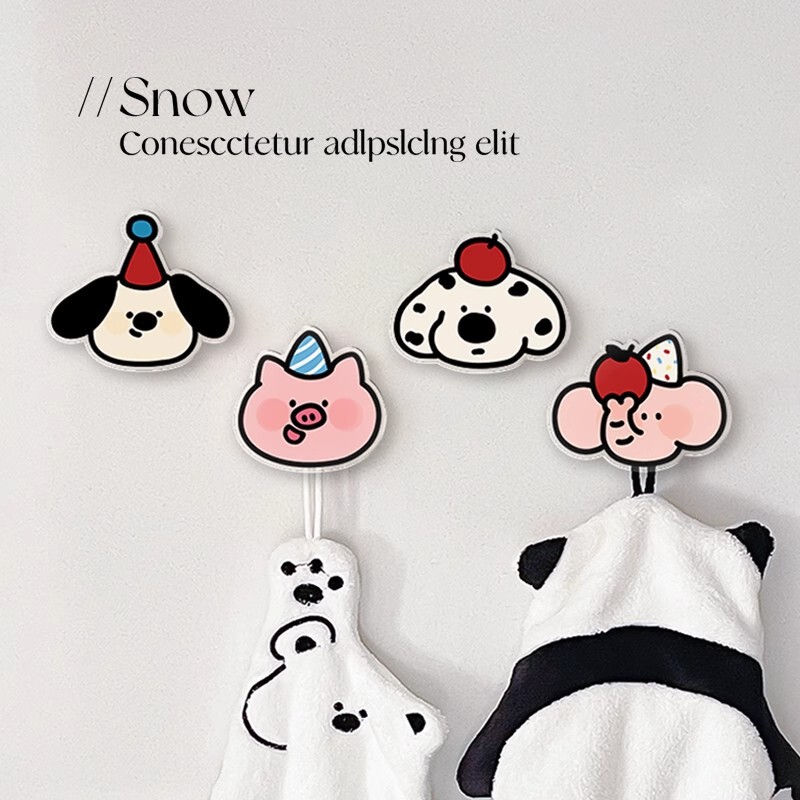 Creative Cute Hook Non-perforated Toilet Bathroom Seamless Sticky Hook Cartoon Multi-functional Door Hook