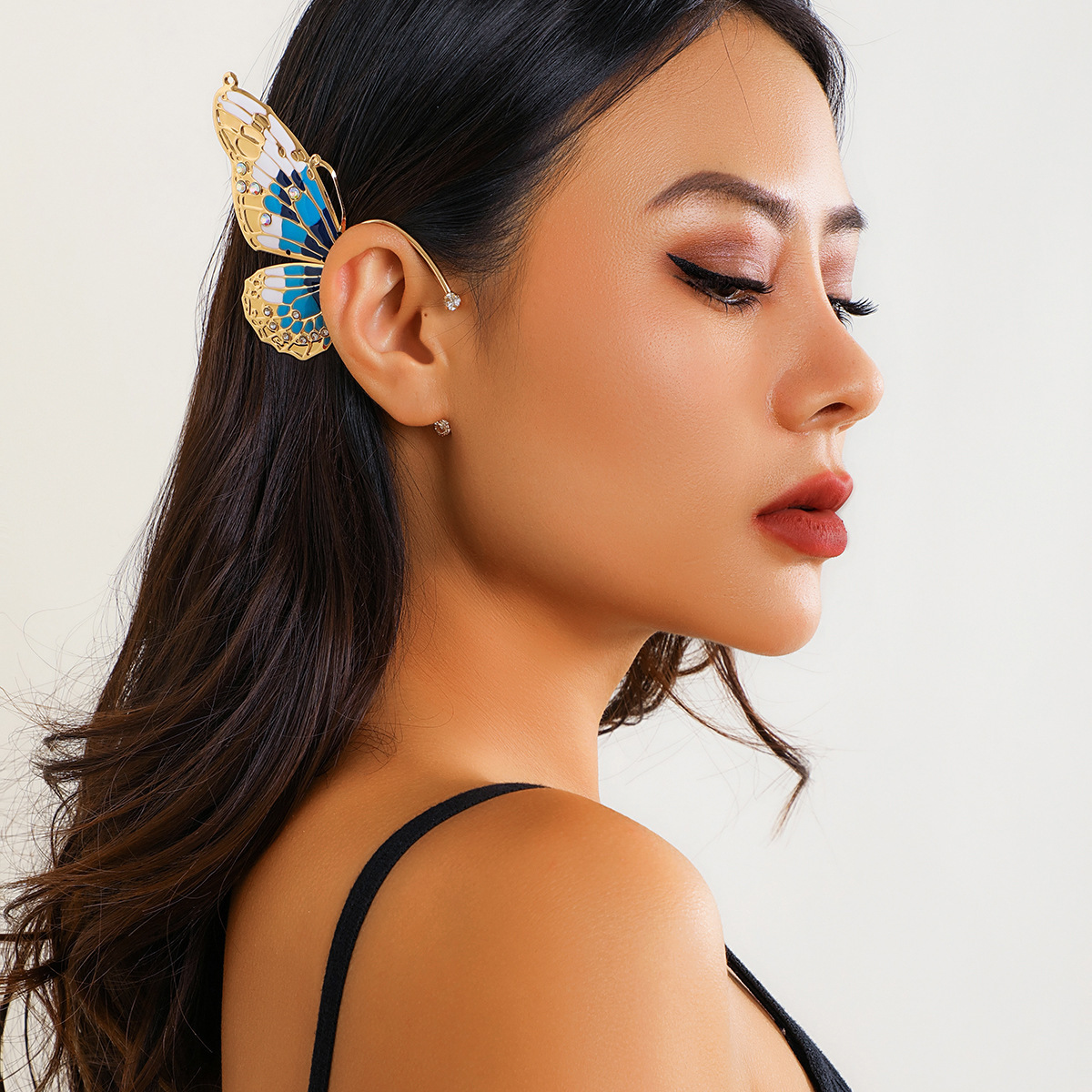 1 Piece Elegant Sweet Butterfly Plating Iron Rhinestones Ear Cuffs display picture 8