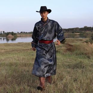 Ethnic Clothing Men's Summer Mongolian Robe Long New Xizang Clothing Men's Adult Ethnic Style Retro Performance Clothing