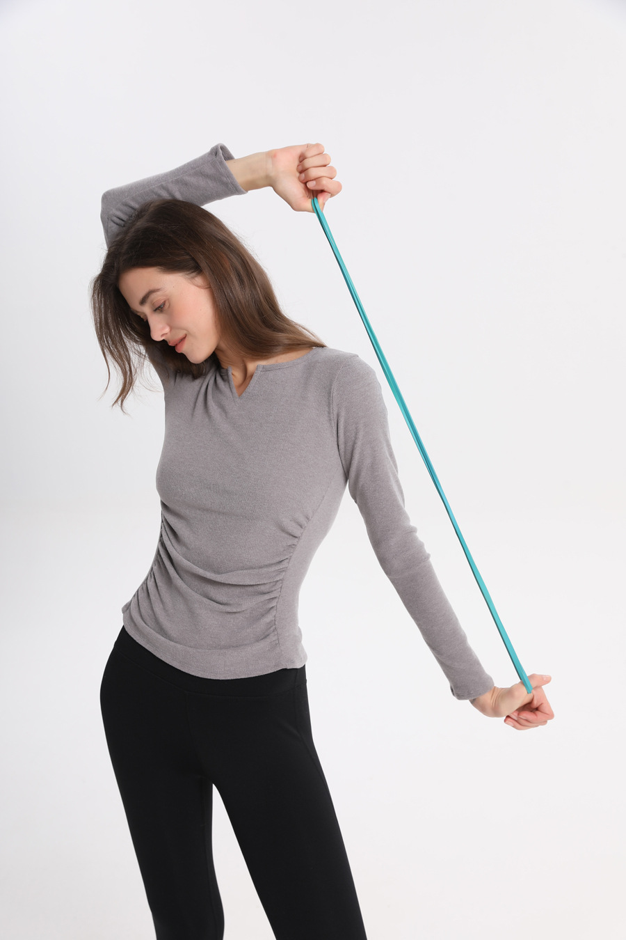 Långärmad yoga tröja för dam sportig och elastisk_voghion.com