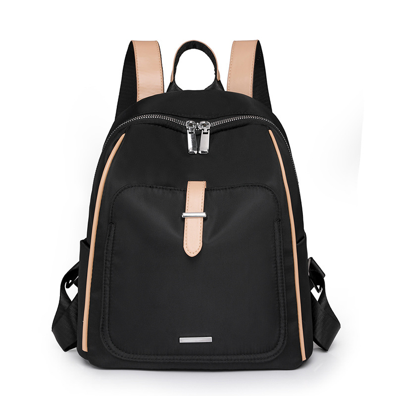 Mochila de nailon para mujer 2024 nuevo estilo casual mochila escolar de color sólido moda color de contraste ligero y versátil mochila de viaje de viaje