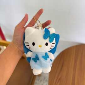 日系天使蓝蝴蝶哈喽Kt公仔挂件卡通可爱猫咪玩偶毛绒玩具包包挂饰
