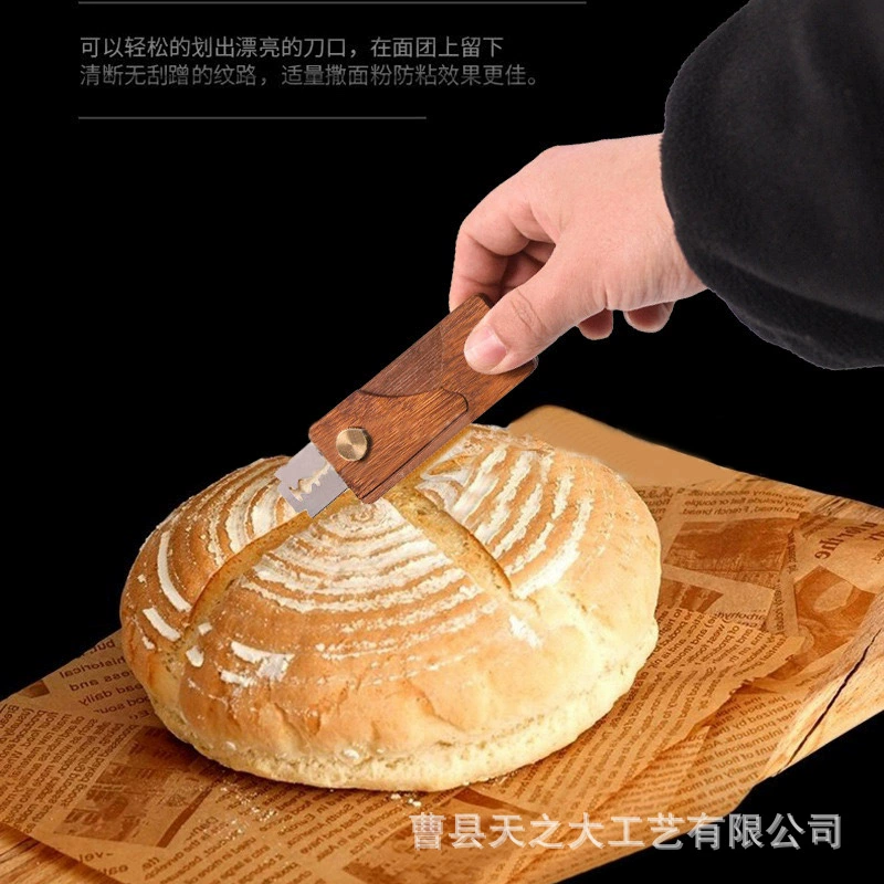 Деревянный нож для нарезки багета и тостов, удобный складной инструмент для разрезания теста, нож для нарезки хлеба
