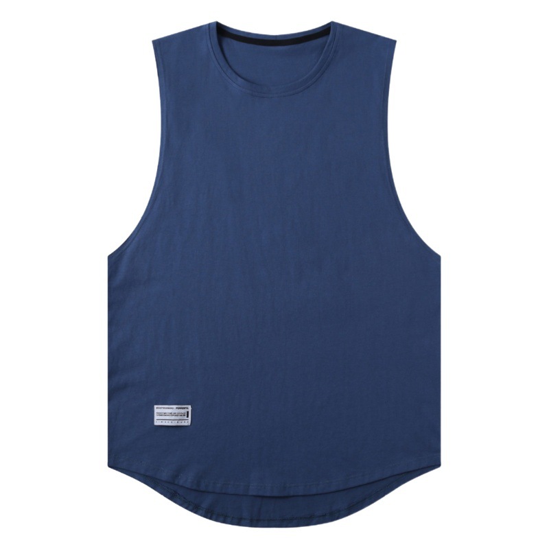 Algodón puro color sólido chaleco deportivo hombres transpirable absorción de humedad suelta entrenamiento de baloncesto ropa de entrenamiento sin mangas de secado rápido chaleco manga corta